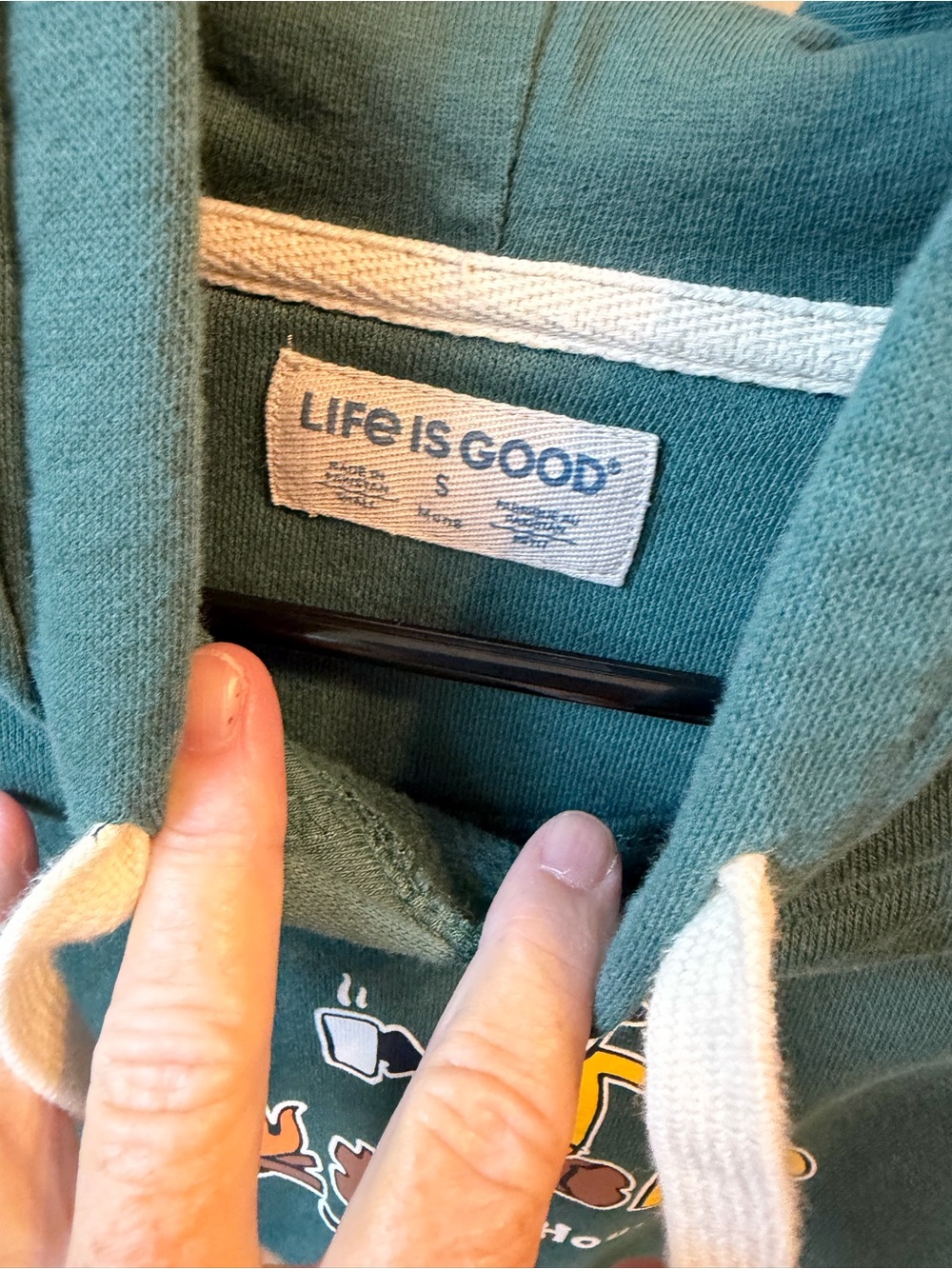 Life Is Good Teal 'Happy Hour' Hoodie with White Drawcords - Picture 3 of 6